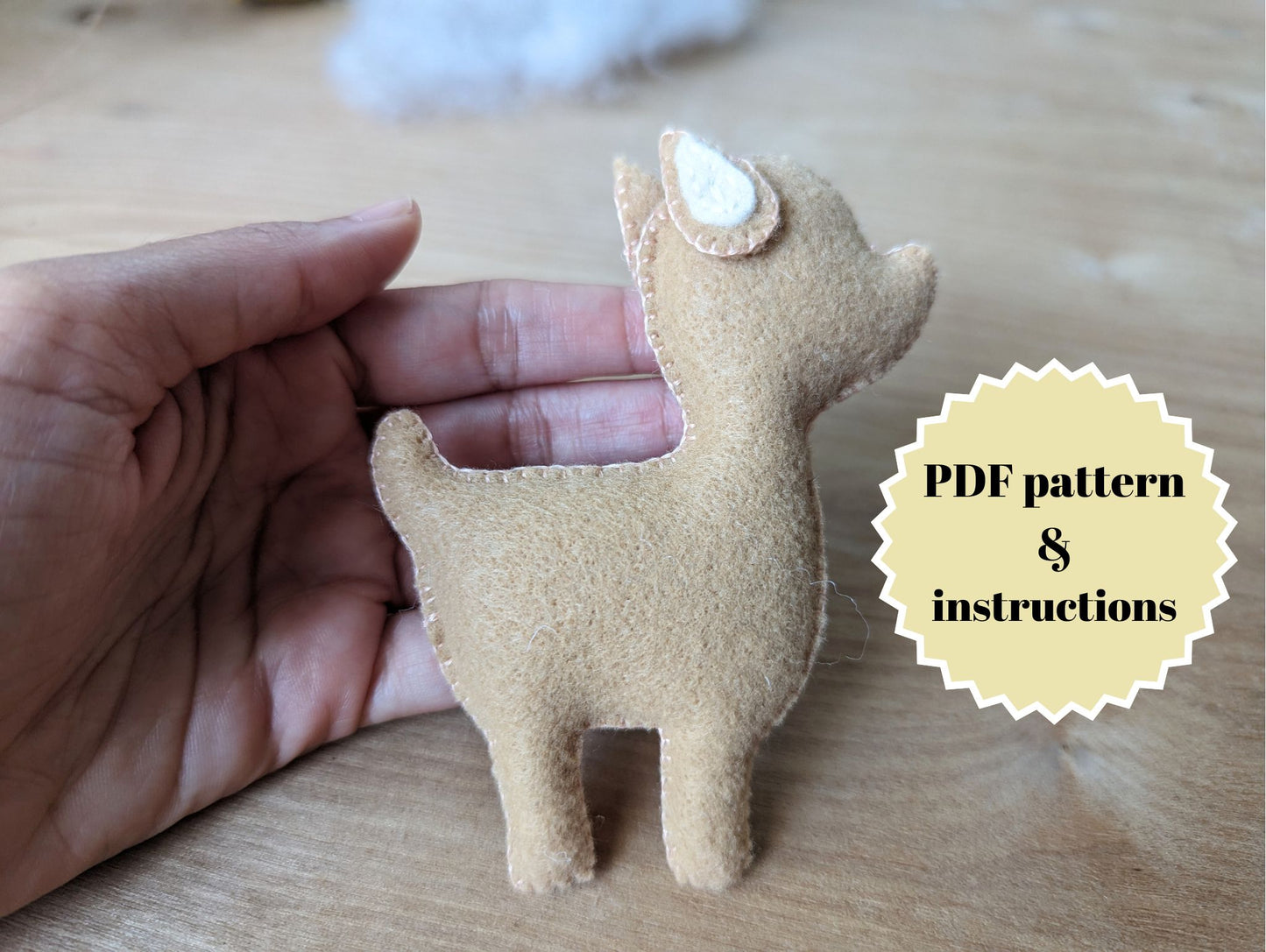 Felt deer PDF pattern and tutorial | DIY plushie sewing pattern with video tutorial