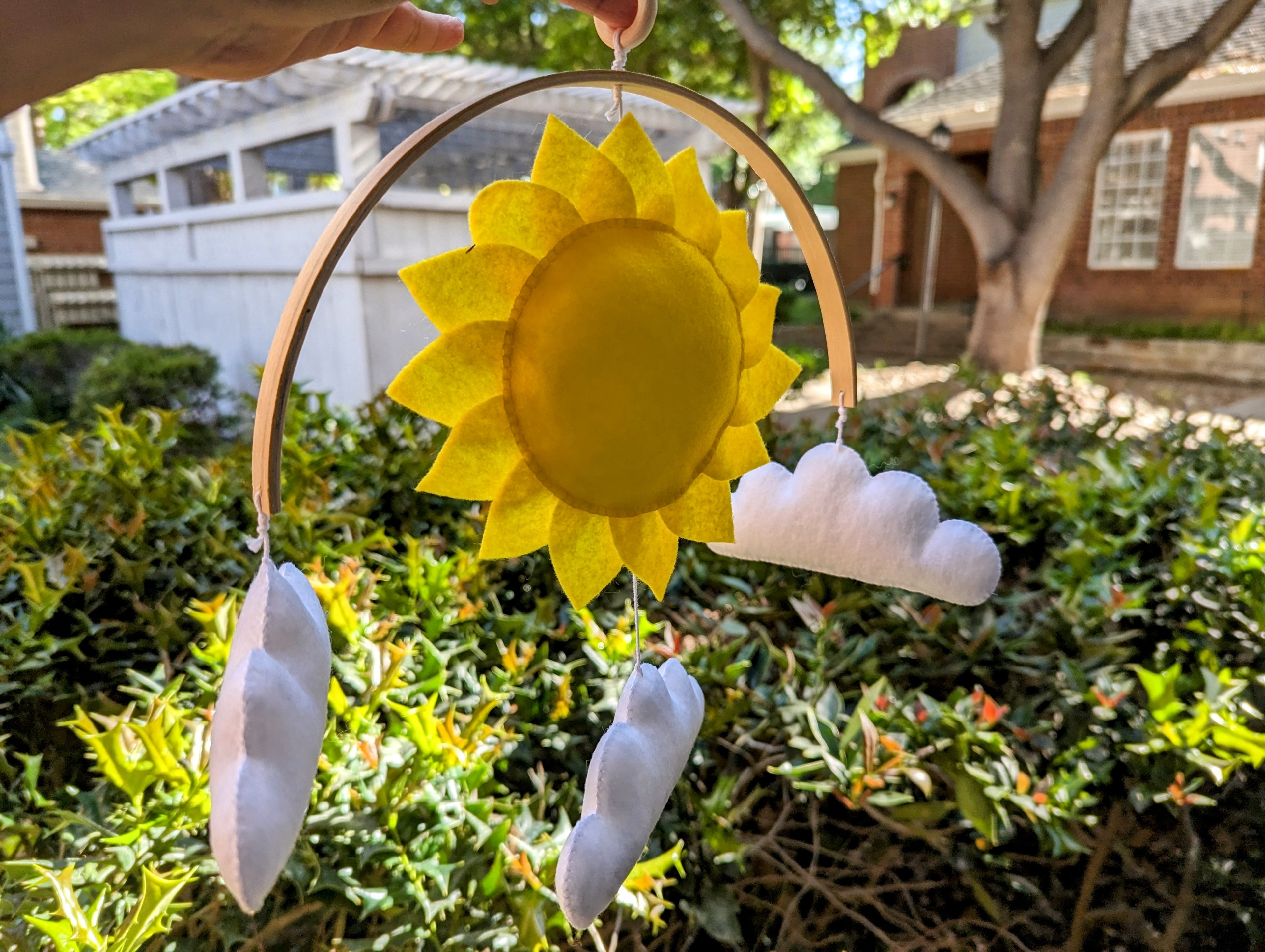 AbaniZ handmade wall hanging decor made with felt sun and clouds also can use as baby mobile