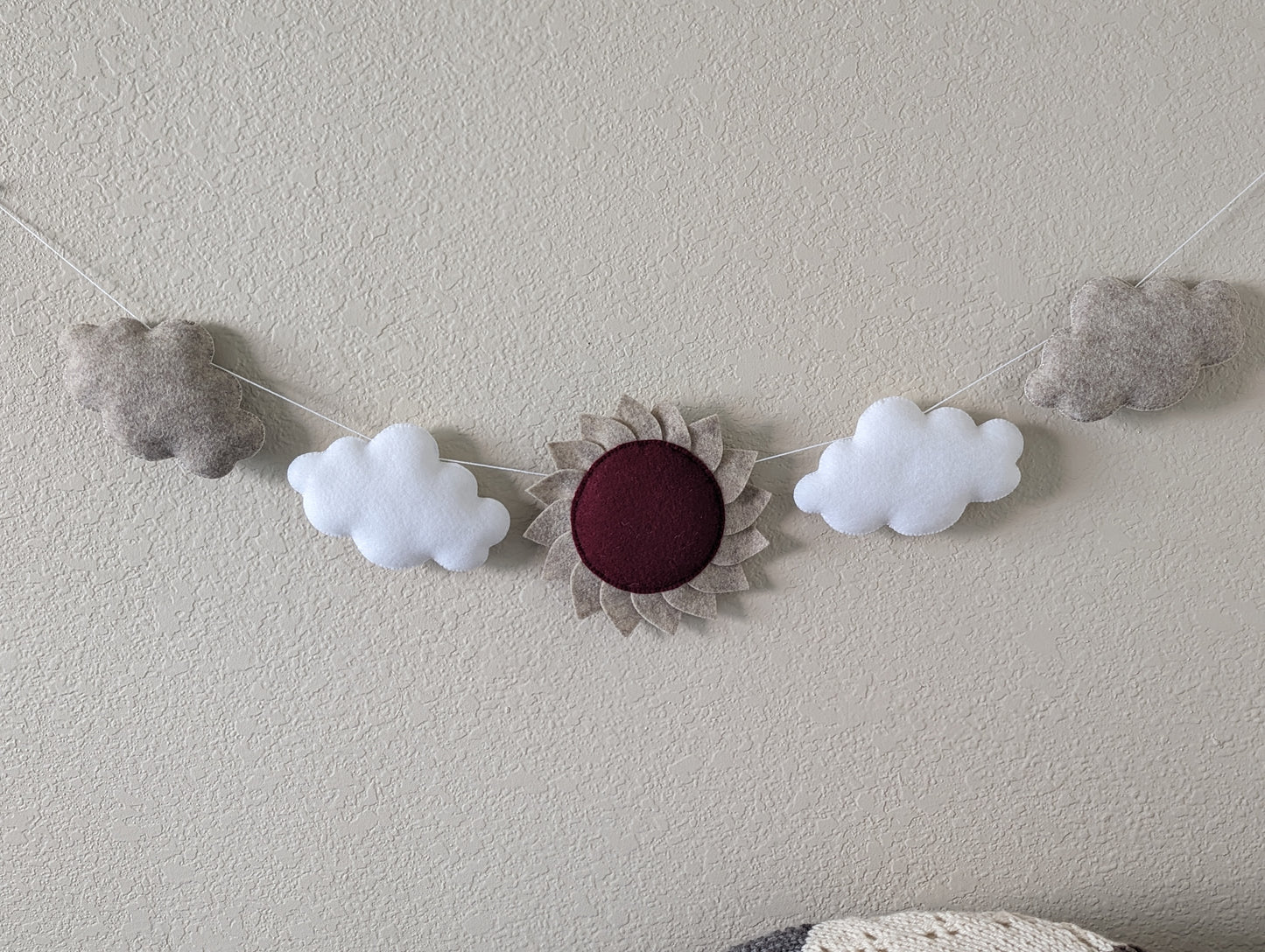 Handmade sun and cloud garland - Nursery decor