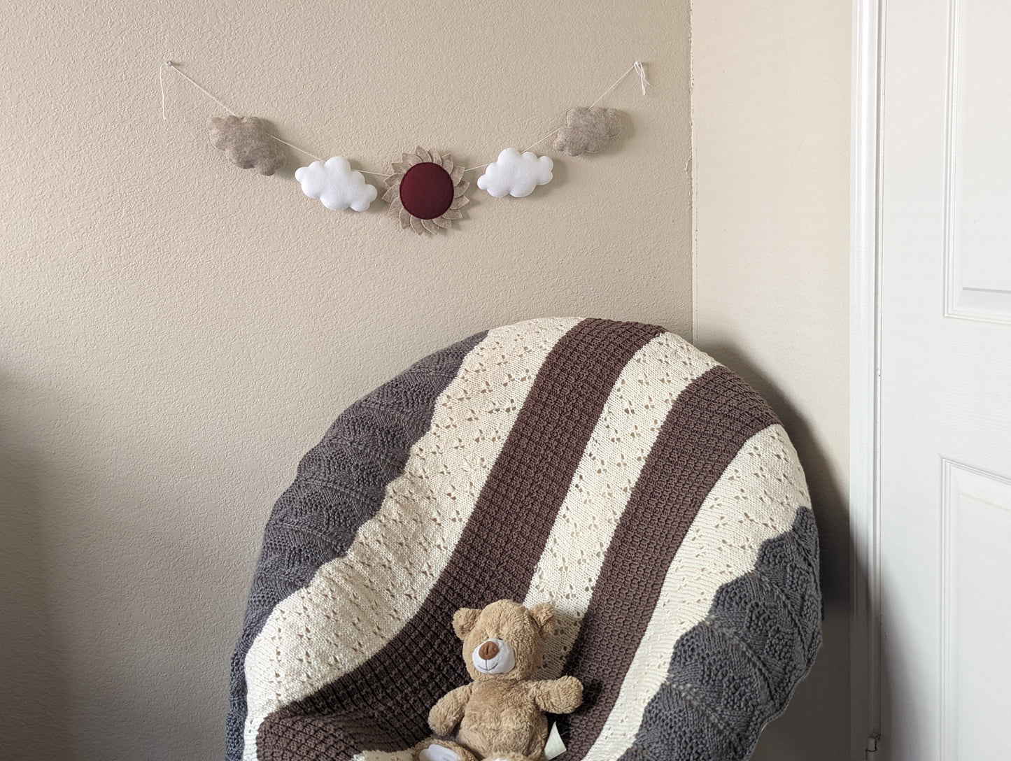 Handmade sun and cloud garland - Nursery decor