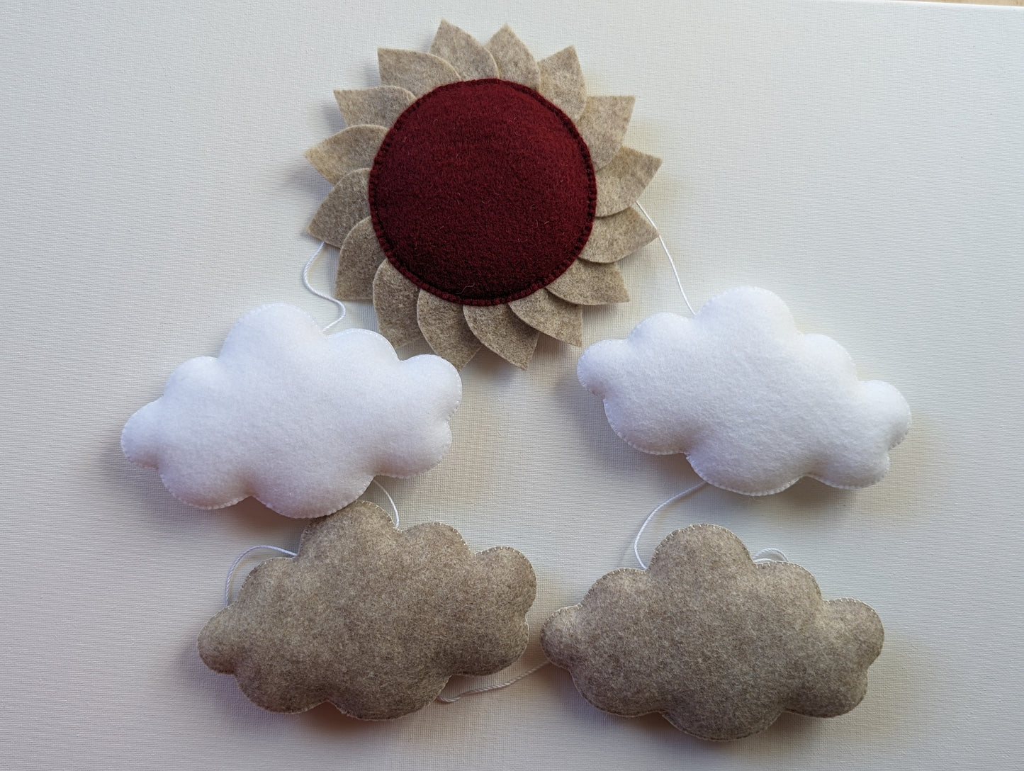 Handmade sun and cloud garland - Nursery decor